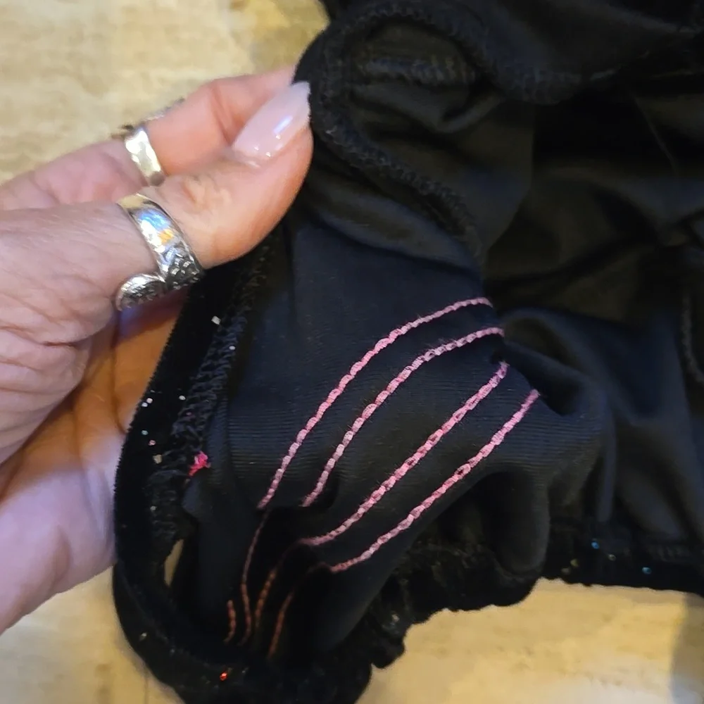 New Fabdog Diva Black and Pink Sparkly Velour Pet Jogging Suit/Costume